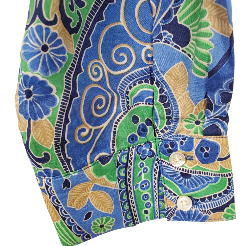 J. McLaughlin Blue Green Paisley Shirt Dress - Picture 6 of 10